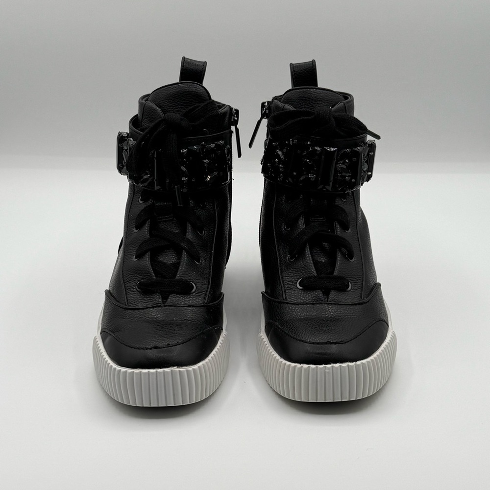 Karl Lagerfeld Paris Women's Jeren Buckled High-Top Sneakers Size 6.5 - Picture 2 of 16
